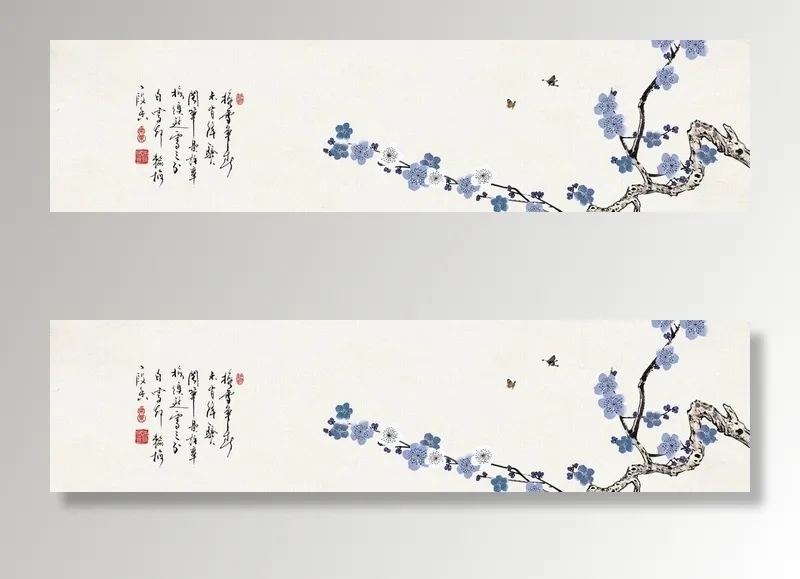 鸟语花香喜上眉梢花鸟装饰画图片(14173x3937)psd模版下载