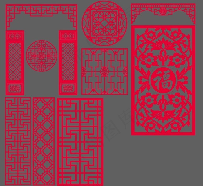 古代窗框图片ai矢量模版下载