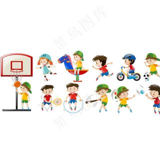 卡通儿童节运动的孩子集图片