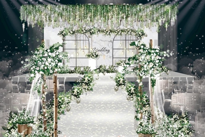 白绿小清新婚礼效果图图片