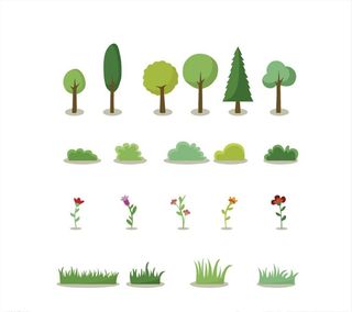 卡通树草花植物多种图片