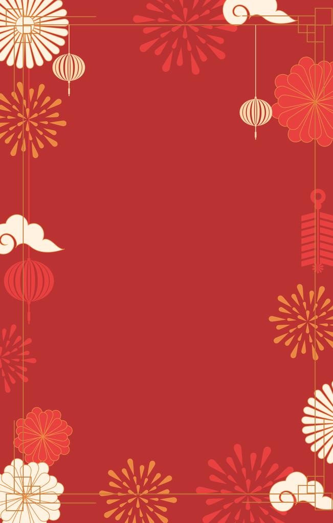 中国风复古新年红色烟花庆祝相框图片