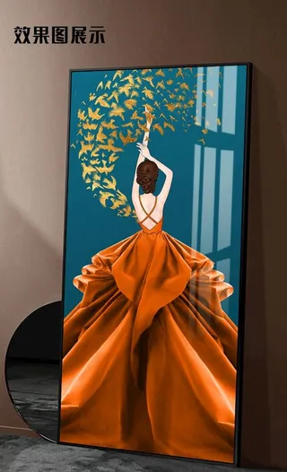 现代轻奢美女玄关装饰画图片