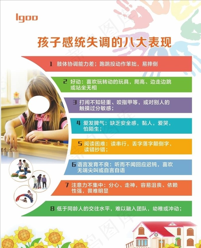 孩子感统失调的八大表现图片cdr矢量模版下载