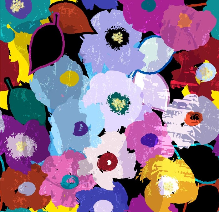 数码印花热带抽象花卉水彩花图片