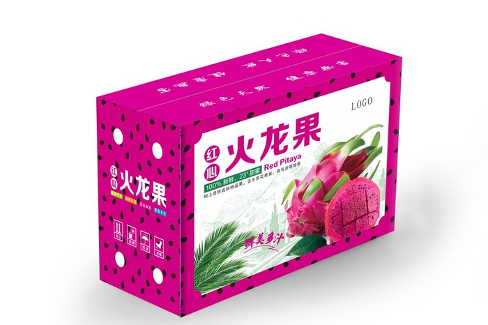火龙果 礼品箱 礼盒 包装展开图片cdr矢量模版下载