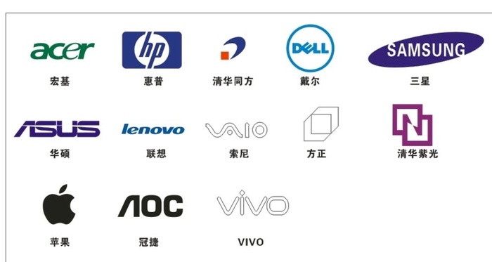 电脑品牌LOGO图标图片cdr矢量模版下载