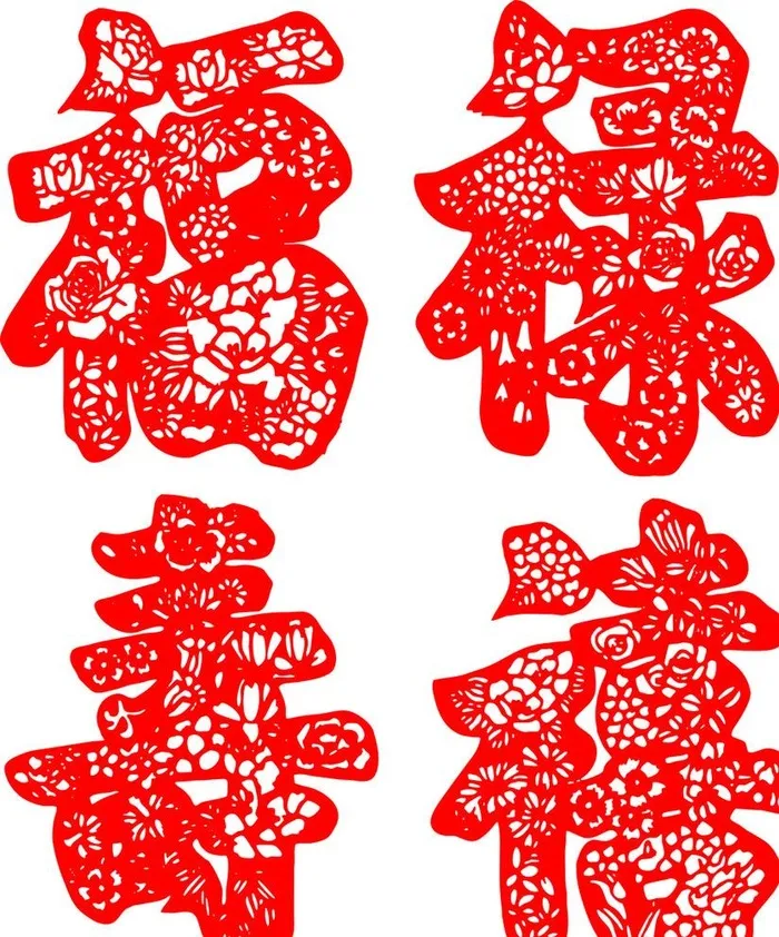福禄寿喜剪纸图片cdr矢量模版下载