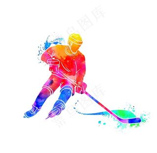创意冰球运动员剪影图片