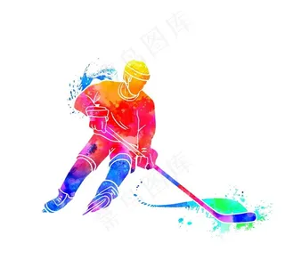 创意冰球运动员剪影图片
