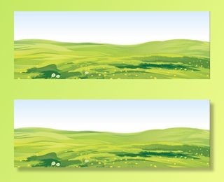 草地手绘插画图片