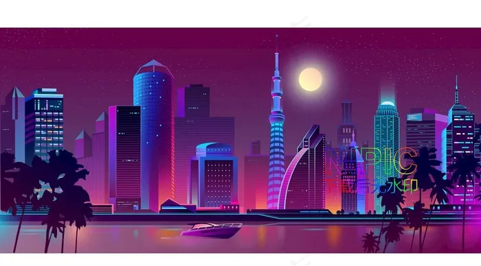 霓虹城市图片eps,ai矢量模版下载