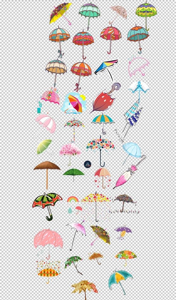 手绘可爱雨伞彩色卡通漂亮雨伞图片