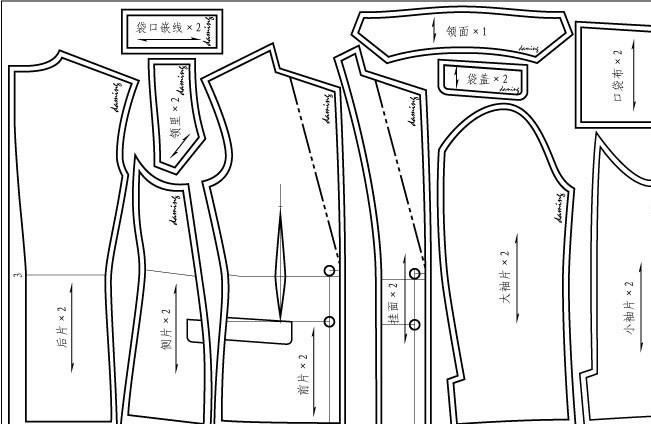 2 04 毛样板设计（1 5） 单排扣女西装图片