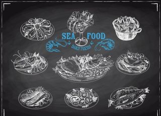 手绘海鲜海报 矢量海鲜图片