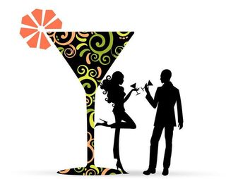 和鸡尾酒的情侣图片