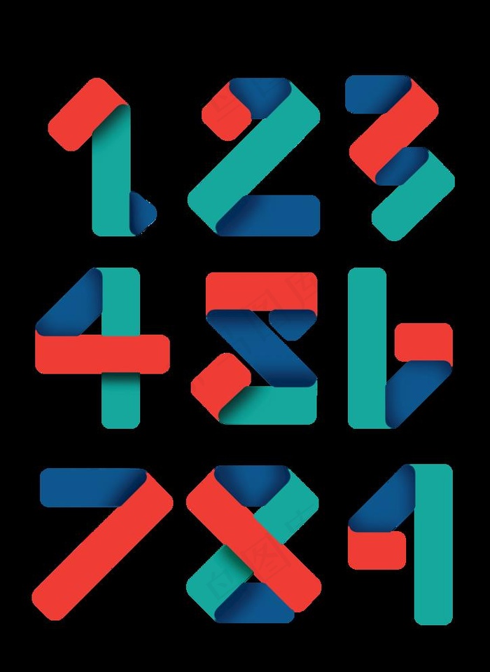 折纸数字图片psd模版下载