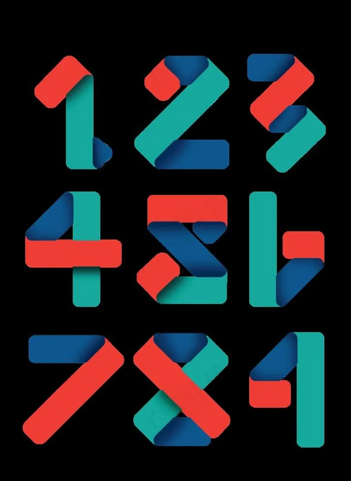 折纸数字图片psd模版下载