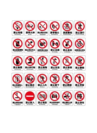 禁止安全标识牌整套导视图图片
