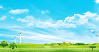 蓝色天空绿色草地展板背景图片