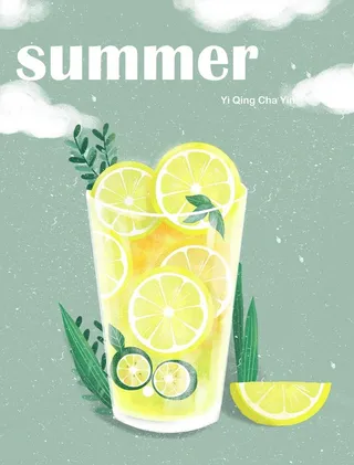 柠檬果汁手绘图片