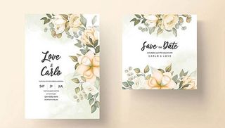 玫瑰花装饰婚礼邀请函图片