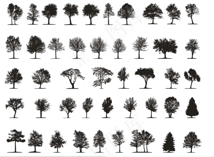 树的剪影图片cdr矢量模版下载