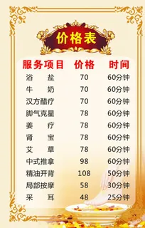 价格表图片