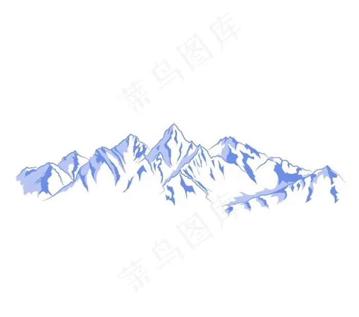 手绘蓝色雪山图片ai矢量模版下载
