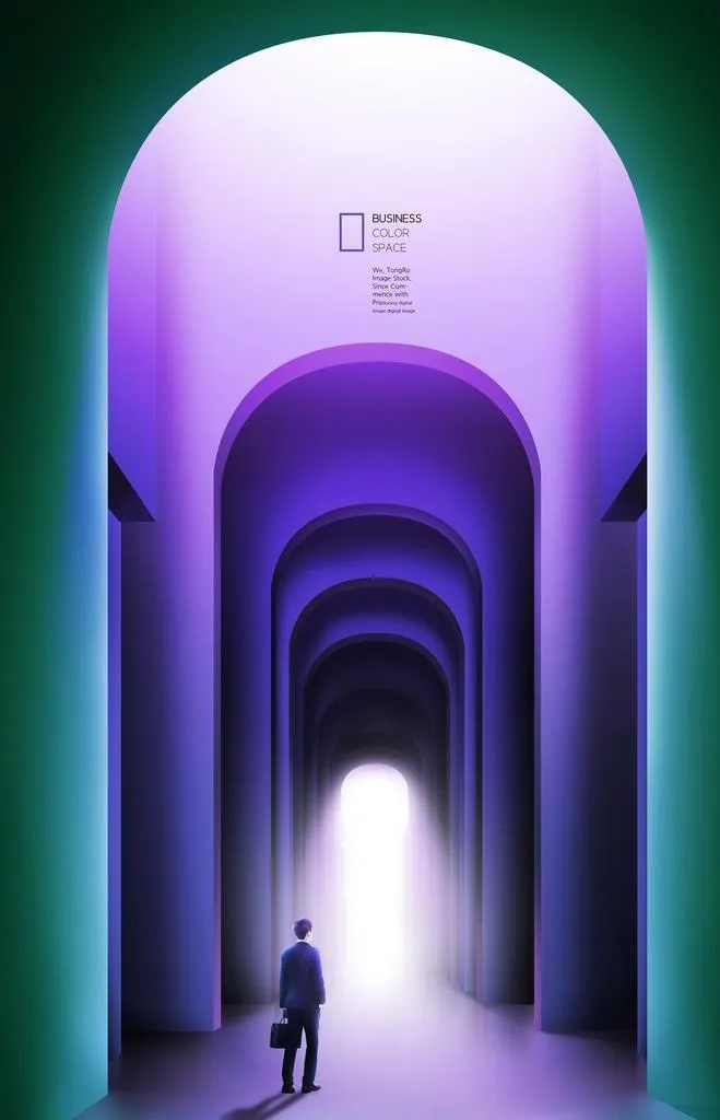 霓虹灯几何空间 海报   霓虹图片(3425x5079)psd模版下载
