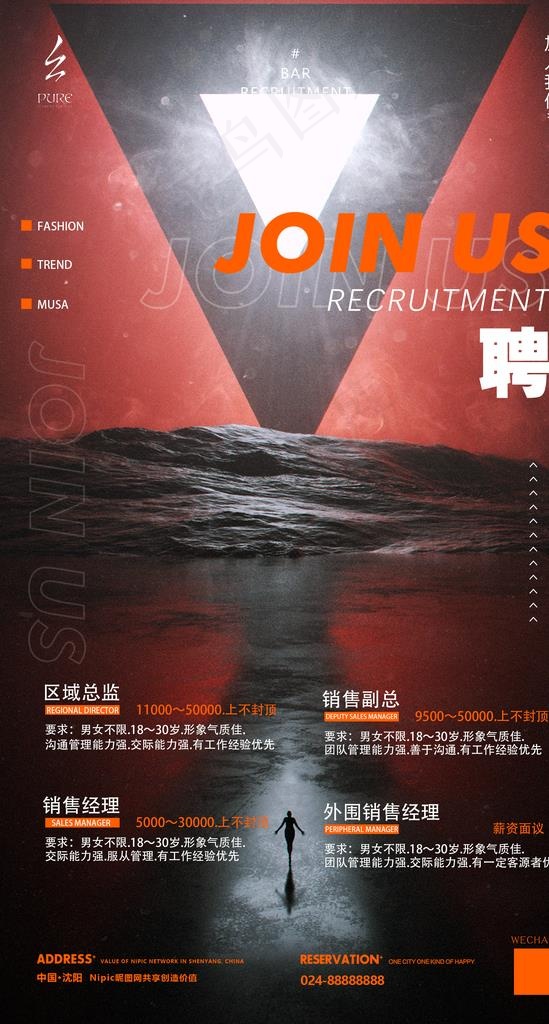 酒吧夜店招聘海报图片