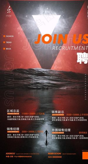 酒吧夜店招聘海报图片
