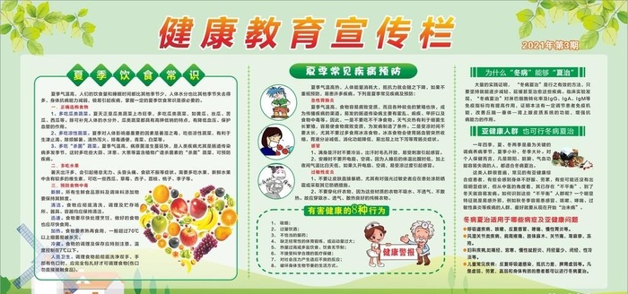 夏季健康教育宣传栏图片cdr矢量模版下载