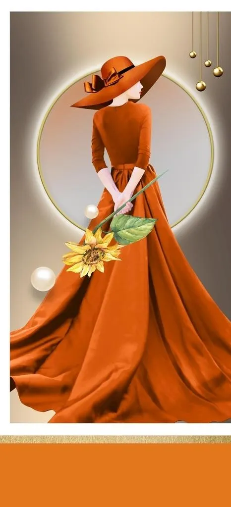 美女几何装饰画玄关图片