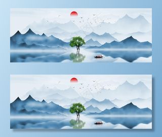 新中式山水画图片