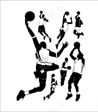 矢量篮球剪影图片