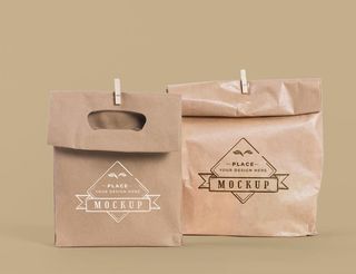 时尚牛皮纸包装袋样机效果图图片