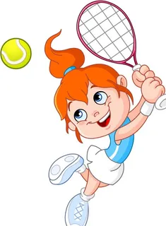 卡通打网球女孩矢量素材图片