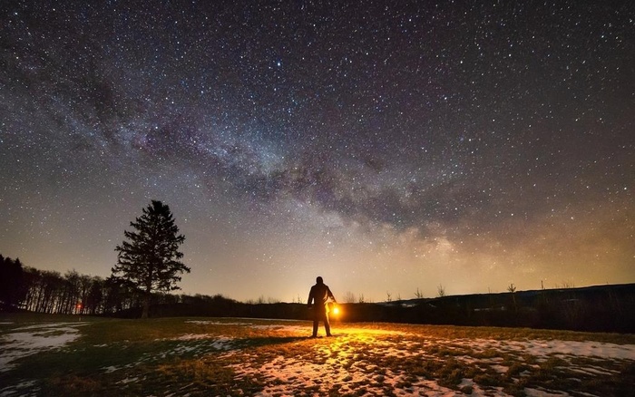 星空  雪地图片