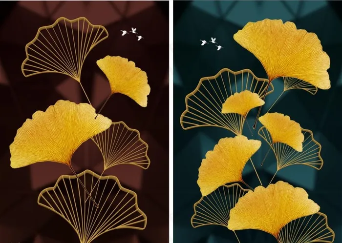 银杏清新素材生活装饰画无框画图片(4724X7087(DPI:300))psd模版下载