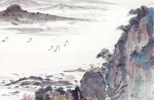 中式山水工笔画图片 中式山水工笔画图片
