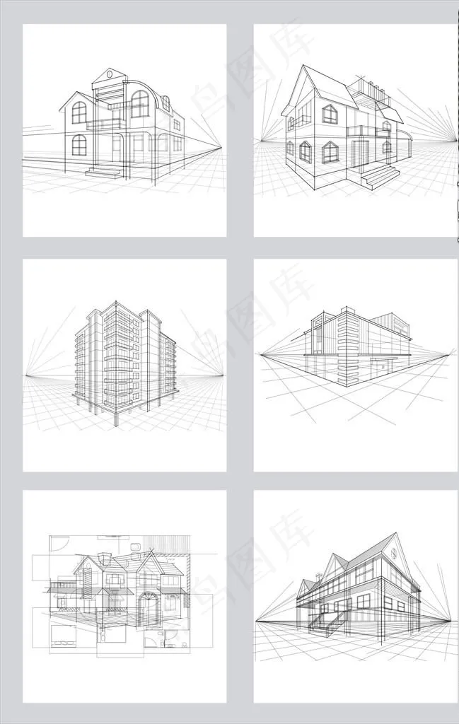 店面 透视 线稿图图片cdr矢量模版下载