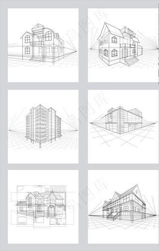 店面 透视 线稿图图片