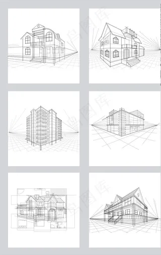 店面 透视 线稿图图片