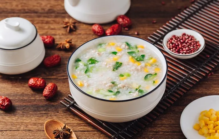 青菜廋肉粥图片