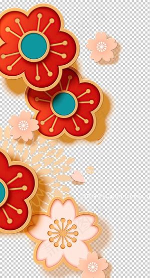 国潮花卉素材图片