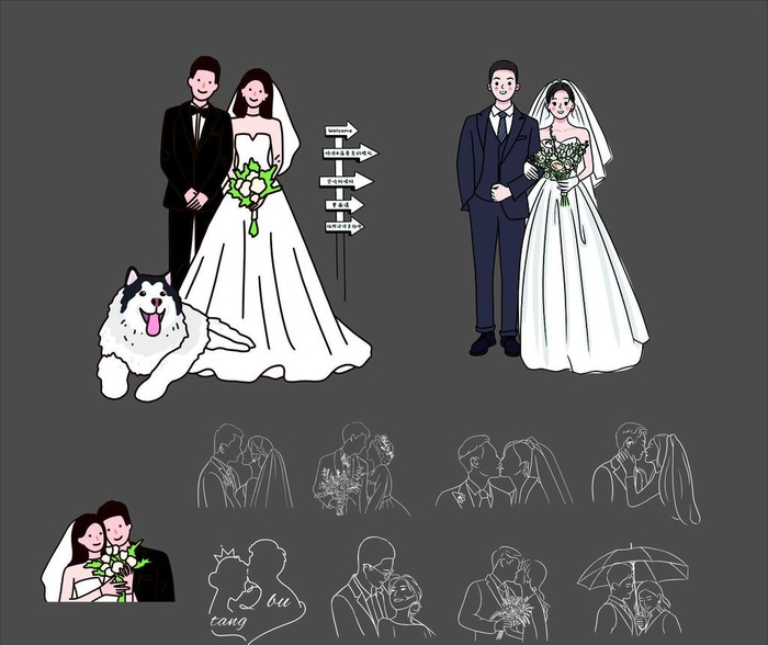 婚礼男女头像LOGO图片