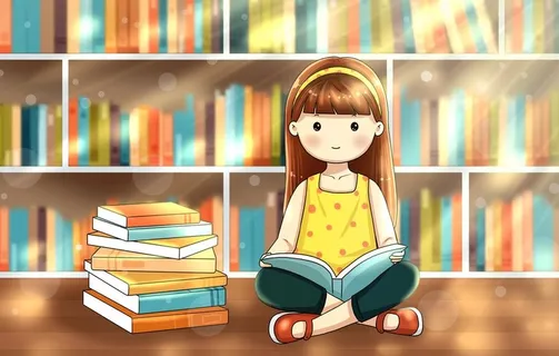 图书管理看书的孩子图片