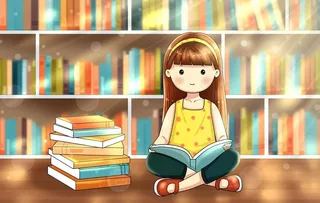 图书管理看书的孩子图片