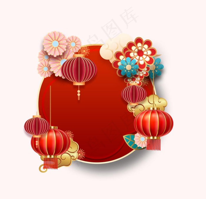 手绘新年边框图片psd模版下载